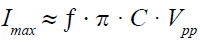 Peak current of the amplifier (source/sink) [A]